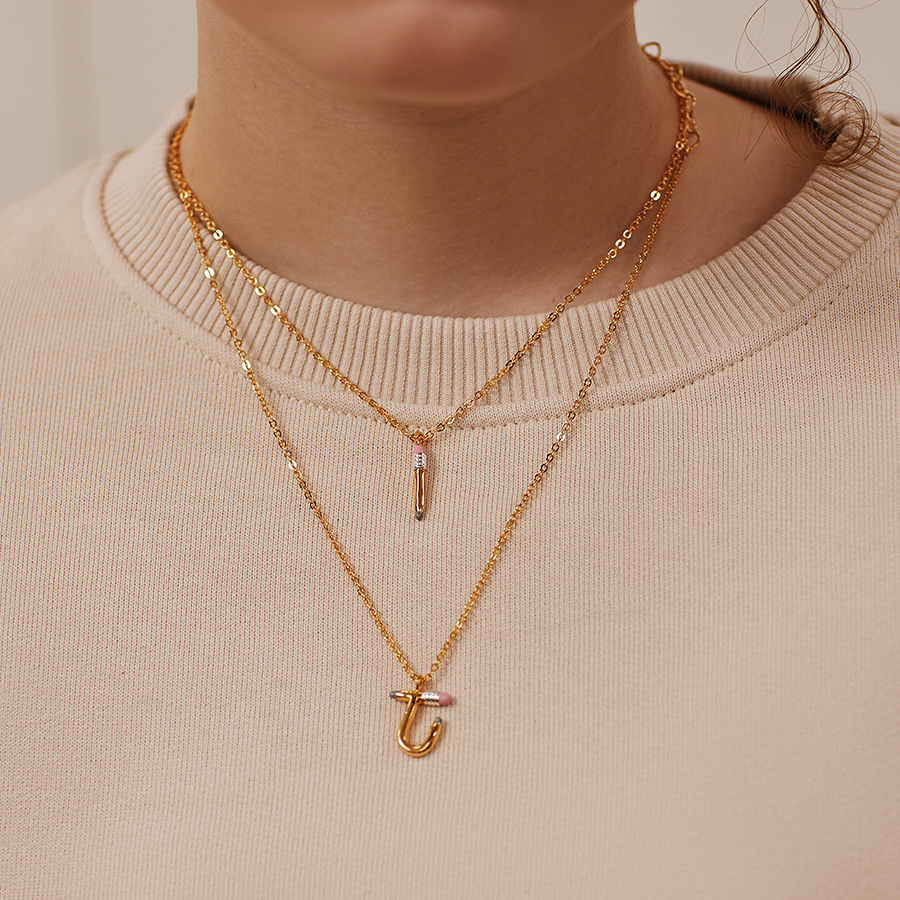 Pencil J Necklace - School Collection