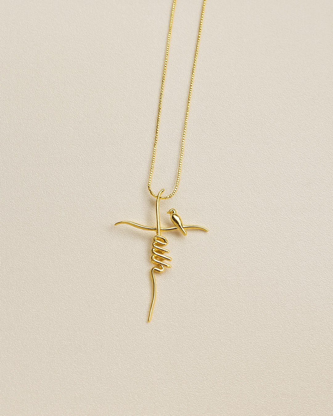Faith Necklace  (crucifix with a little bird) - Guided by Faith Collection